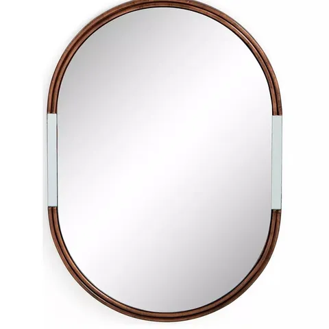 WOODEN/CHROME OVAL MIRROR - COLLECTION ONLY