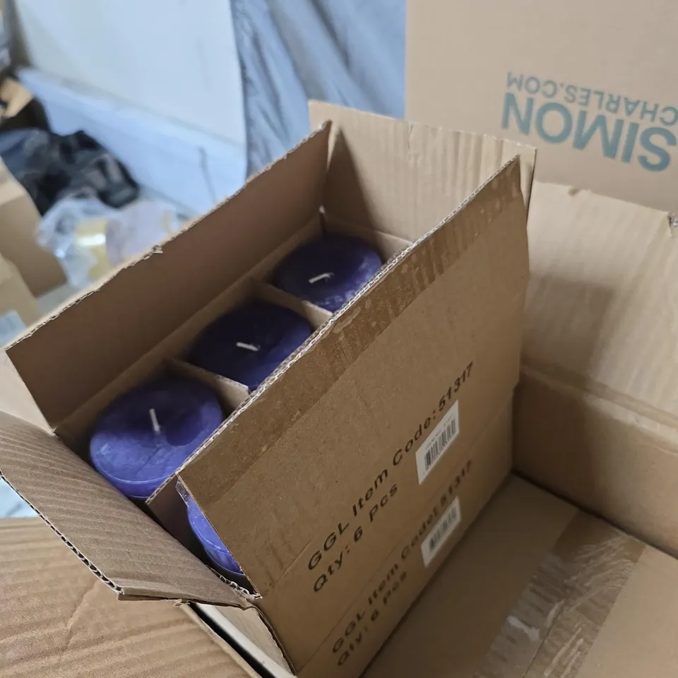 BOX OF APPROXIMATELY 35 GISELA GRAHAM UNSCENTED CANDLES 