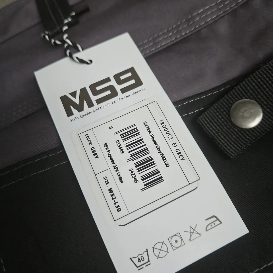 MS59 MEN'S WORK CARGO TROUSERS – GREY/BLACK, UK 32 (W32-150)