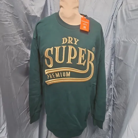 SUPERDRY LUXE METALLIC LOGO SWEAT DRESS IN GREEN - UK 6/8