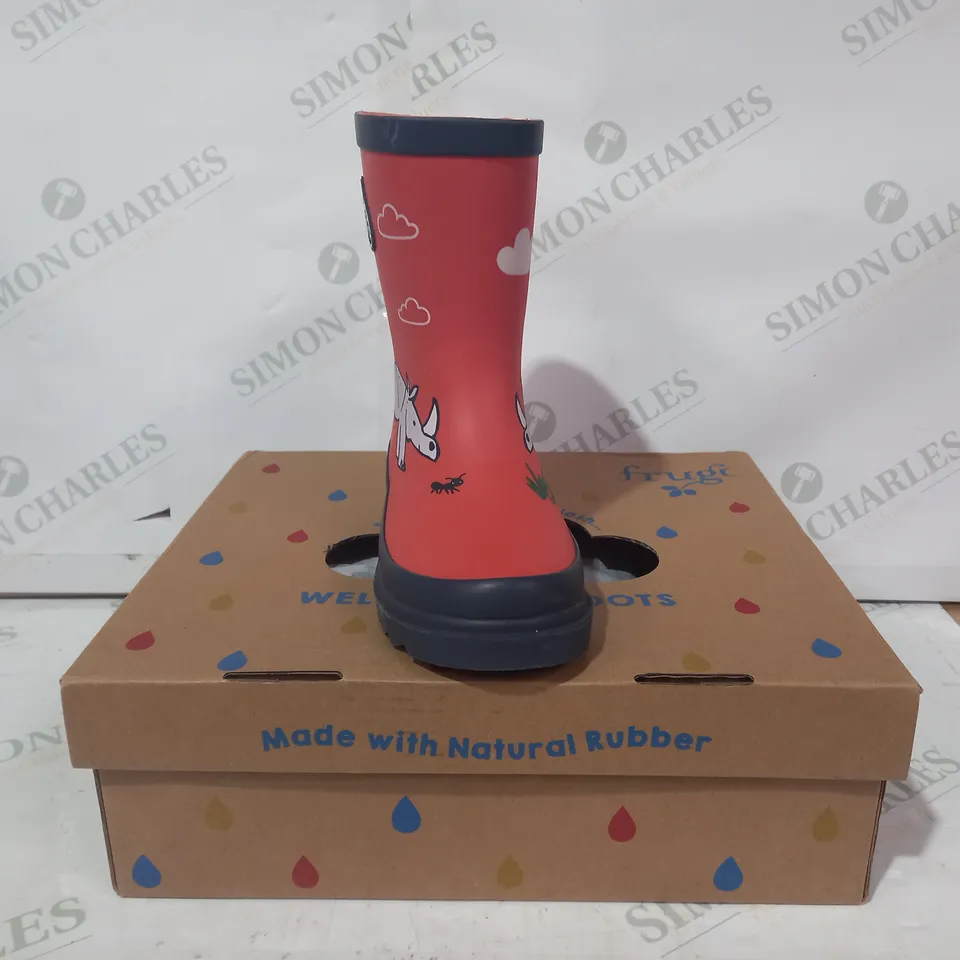BOXED PAIR OF FRUGI KIDS RHINO WELLINGTON BOOTS IN ORANGE UK SIZE 10