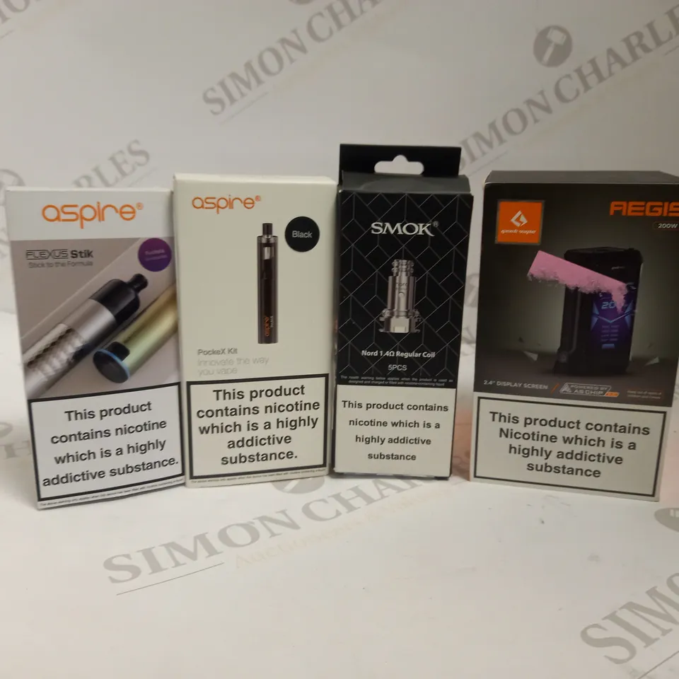 LOT OF 35 ASSORTED VAPING DEVICES & ACCESSORIES, TO INCLUDE ASPIRE, SMOK, ETC
