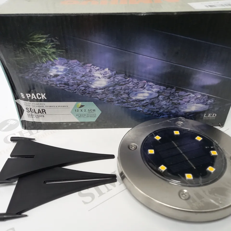 BOXED 8-PACK SOLAR POWERED DECK LIGHTS