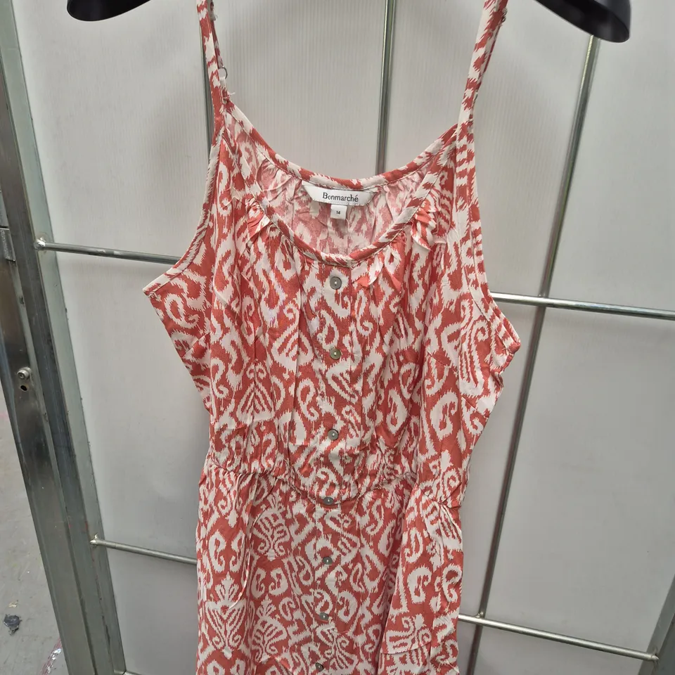 BONMARCHÉ WOMEN'S SLEEVELESS DRESS - PINK PATTERN, UK 14