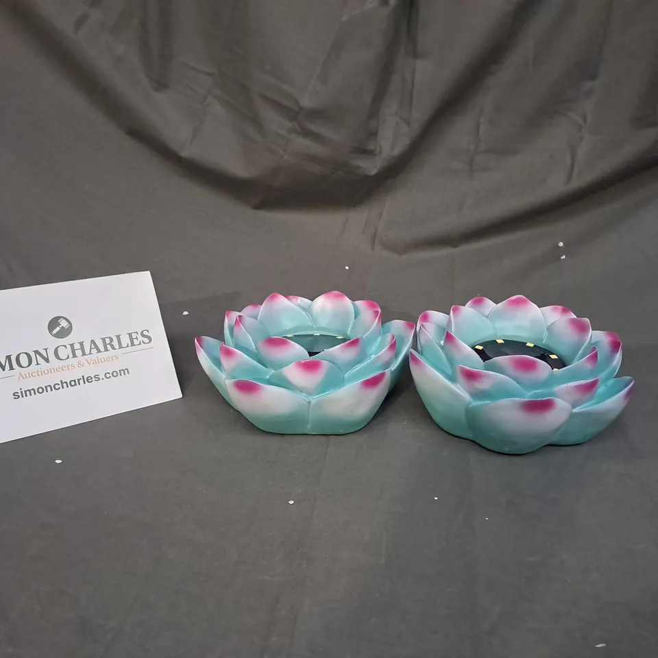 BOXED GARDEN REFLECTIONS SET OF 2 SOLAR LOTUS LIGHTS IN PINK 