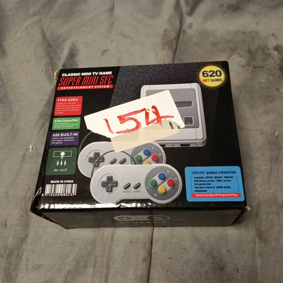 CLASSIC MINI TV GAME SYSTEM WITH 2 WIRED CONTROLLERS – 620 BUILT-IN GAMES (BOXED)