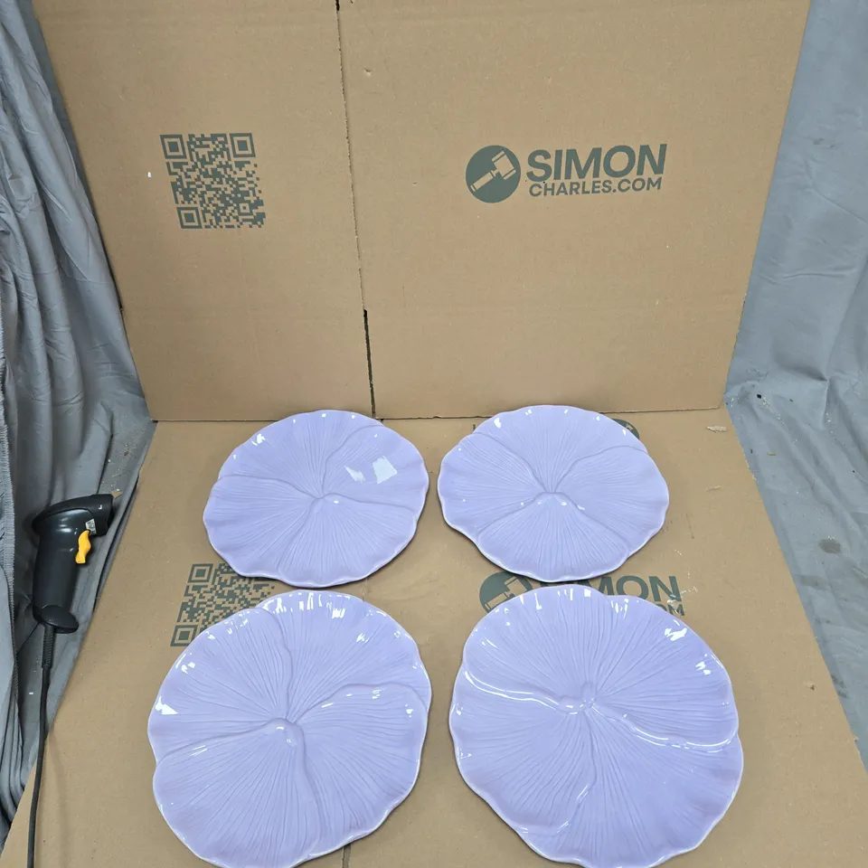 SET OF 4 LAVENDER DECORATIVE PLATES 