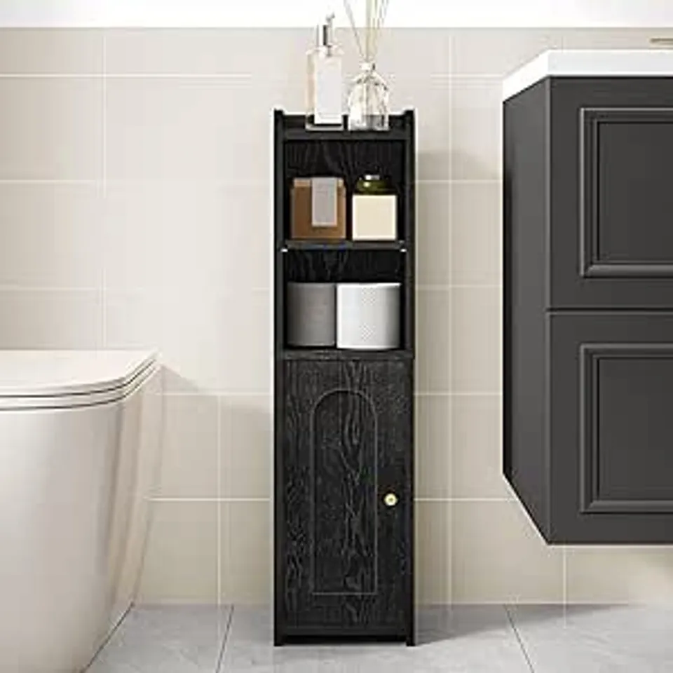 BOXED HZUANERI BATHROOM STORAGE CABINET, BLACK