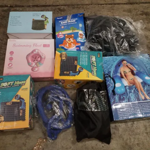 PALLET CONTAINING ASSORTED GARDEN HOSES & INFLATABLES