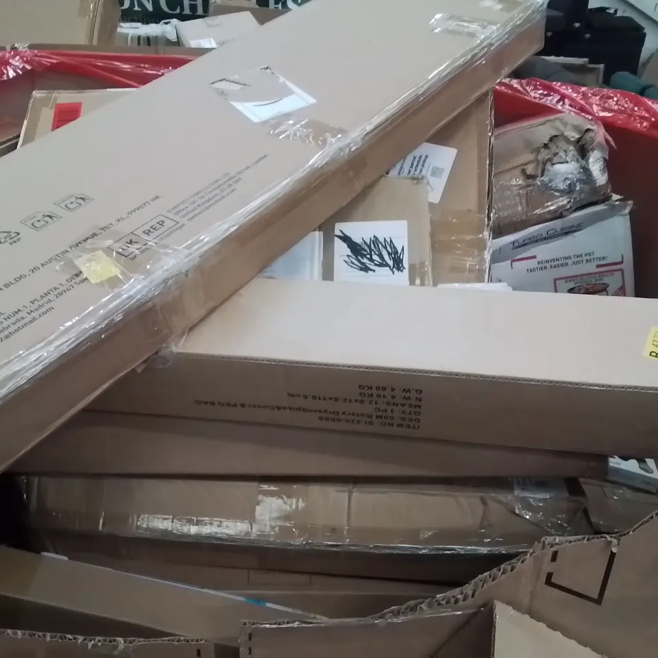 PALLET OF ASSORTED HOUSEHOLD GOODS AND PRODUCTS TO INCLUDE;CLOTHES AIRER,TEFAL,TV WALL MOUNT