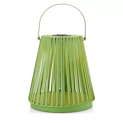 MY GARDEN STORIES BRAIDED ROPE MEDIUM SOLAR POWERED LED LANTERN - GREEN