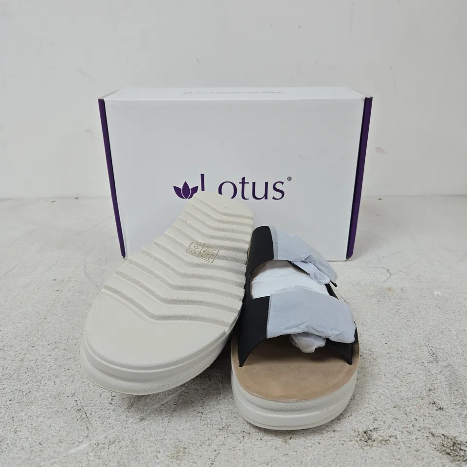 LOTUS WOMEN'S PLATFORM SANDALS – BLACK STRAPS, BEIGE SOLE EU 41