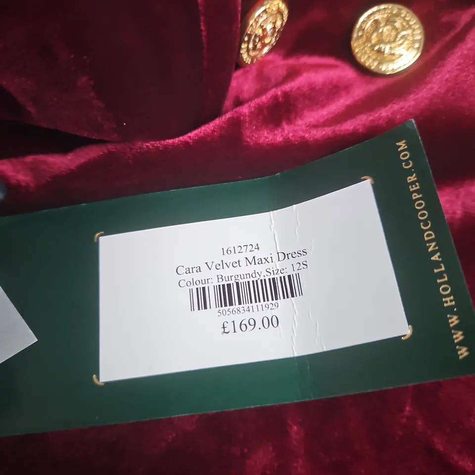  HOLLAND COOPER CARA VELVET MAXI DRESS – BURGUNDY – UK 12 