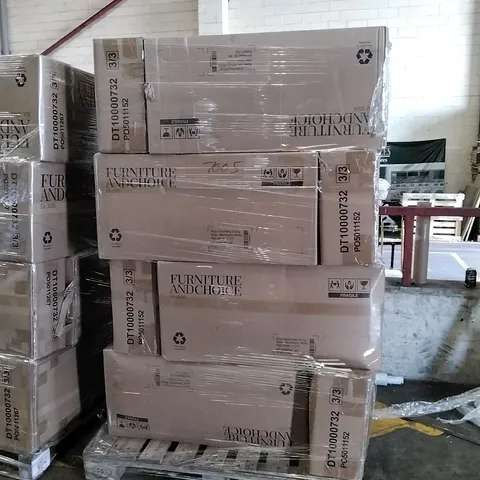 PALLET OF ASSORTED BRAND NEW BUT INCOMPLETE BOXED FURNITURE PARTS AND PIECES