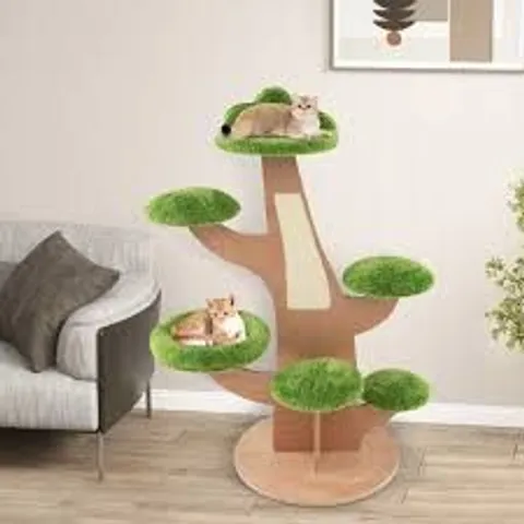 BOXED COSTWAY GREEN PINE SHAPE MULTI LEVEL CAT TOWER TREE 128CM