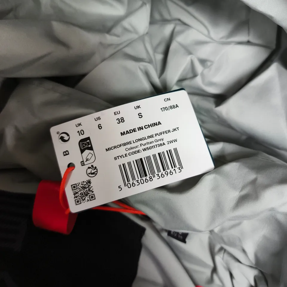 SUPERDRY MICROFIBRE LONGLINE PUFFER JACKET – GREY, UK 10