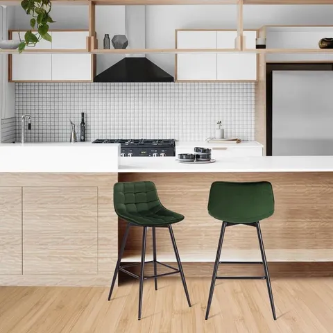 BOXED 64CM BAR CHAIR HEYMAN - DARK GREEN (SET OF 2) - 1 BOX