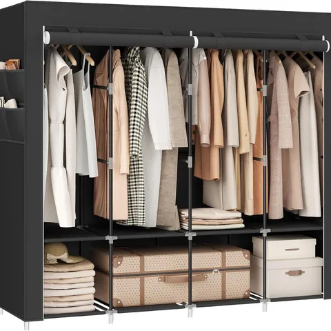 BOXED SONGMICS CLOTHES WARDROBE, PORTABLE CLOSET, GARMENT ORGANISER RACK WITH 4 HANGING RAILS