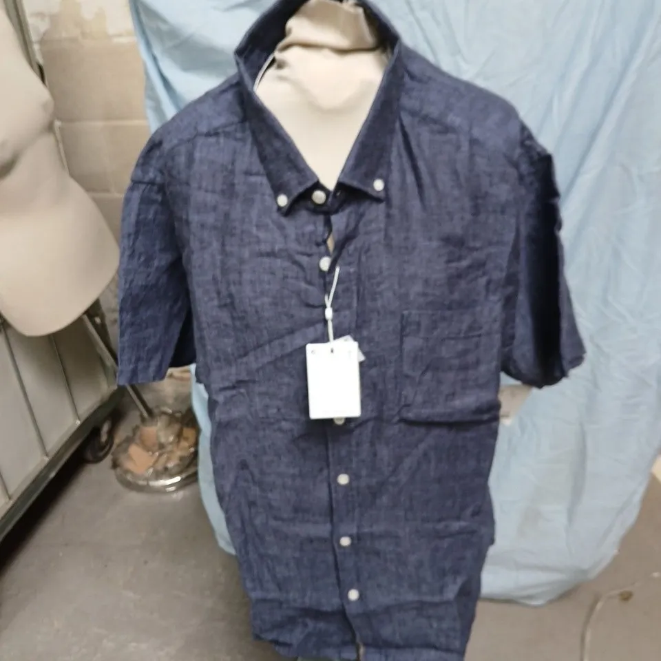 PORTER & ASH DENIM SHIRT – SHORT SLEEVE, BLUE - EUR XL