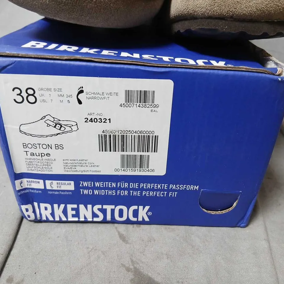 BIRKENSTOCK BOSTON BS TAUPE SUEDE CLOGS – UK 7 (EU 38)