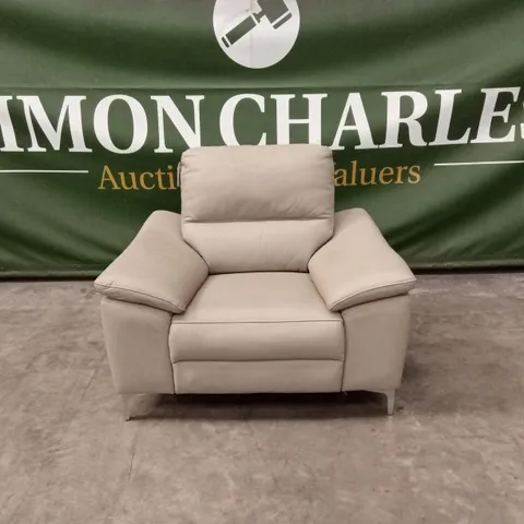 PAVILION LEATHER/FAUX LEATHER POWER RECLINER ARMCHAIR - SOFT GREY