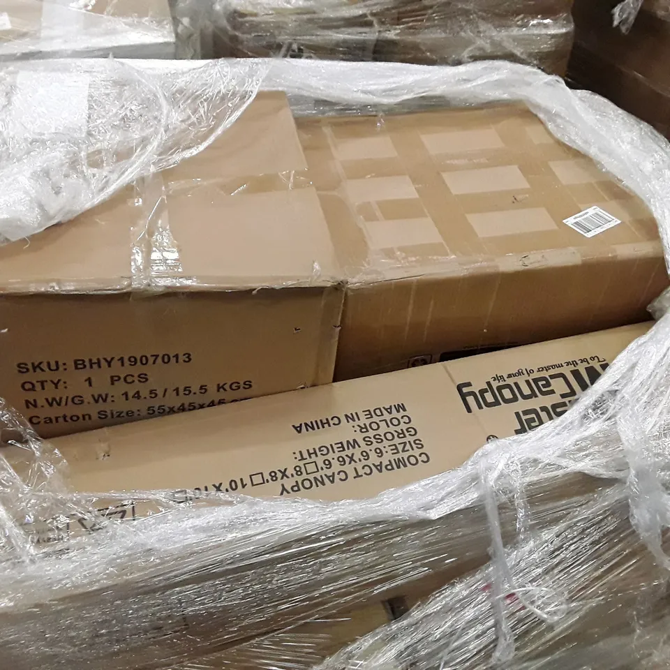 PALLET OF ASSORTED PRODUCTS INCLUDING MASTER CANOPY COMPACT CANOPY, DRESSING TABLES