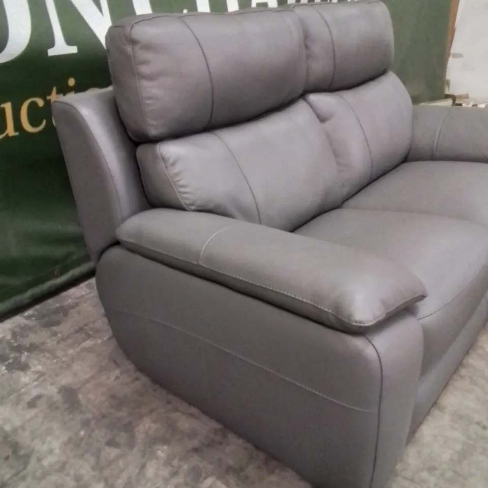 QUALITY DESIGNER ITALIAN MADE PATRIZIO 2 SEATER LEATHER SOFA - ANTHRACITE GREY