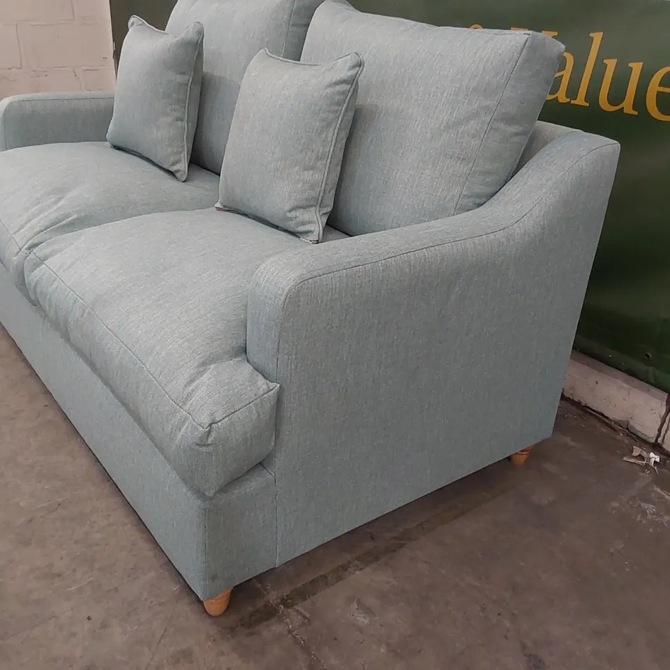 QUALITY DESIGNER FABRIC UPHOLSTERED SOFA - LIGHT BLUE