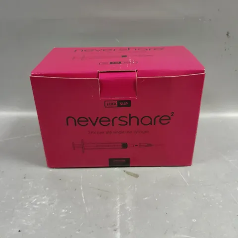 BOXED NEVERSHARE2 2ML LUER SLIP SINGLE USE SYRINGES - PACK OF APPROXIMATELY 100 