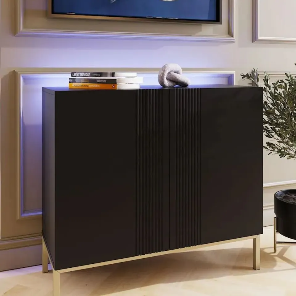 BOXED FRANK OLSEN SMART IONA SIDEBOARD - BLACK (3 BOXES)