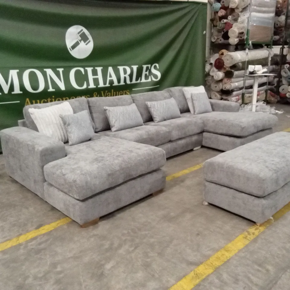BROADGATE LARGE U-SHAPE MODULAR SOFA WITH FOOTSTOOL - GREY RRP £3299