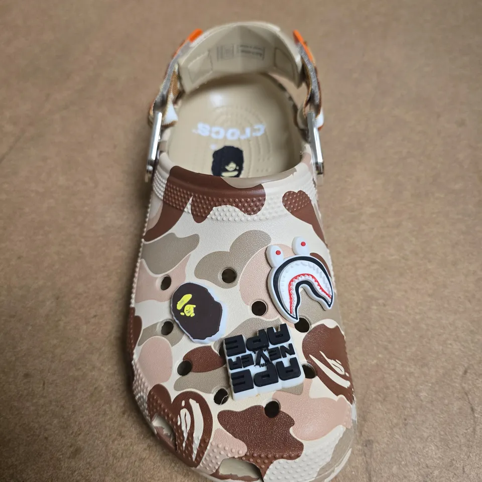 PAIR OF BATHING APE CROCS KIDS' CAMOUFLAGE CLOGS WITH BACK STRAP - SIZE W5/M4