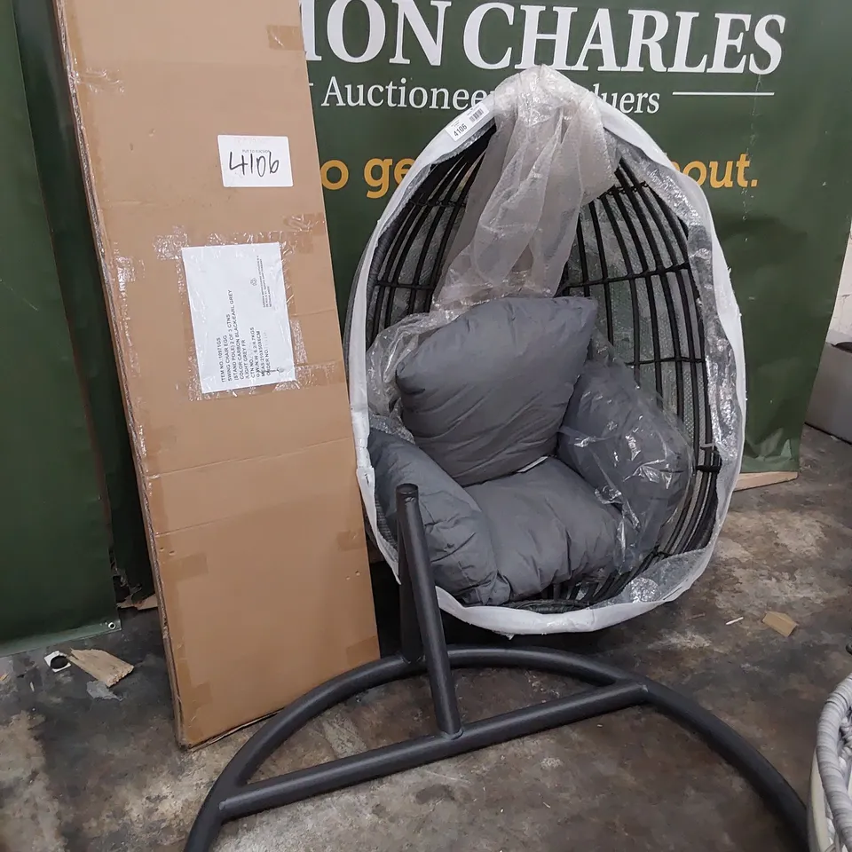 DESIGNER HANGING EGG CHAIR WITH CUSHIONS & STAND