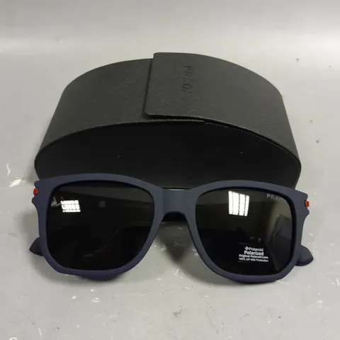 PRADA POLARISED GLASSES WITH NAVY FRAMES IN CASE