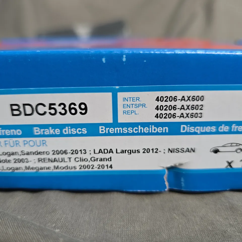 BDC5369 BRAKE DISCS – COMPATIBLE WITH DACIA LOGAN/SANDERO 2006-2013; LADA LARGUS 2012-; RENAULT CLIO/GRAND MODUS/LOGAN/MEGANE/MODUS 2002-2014