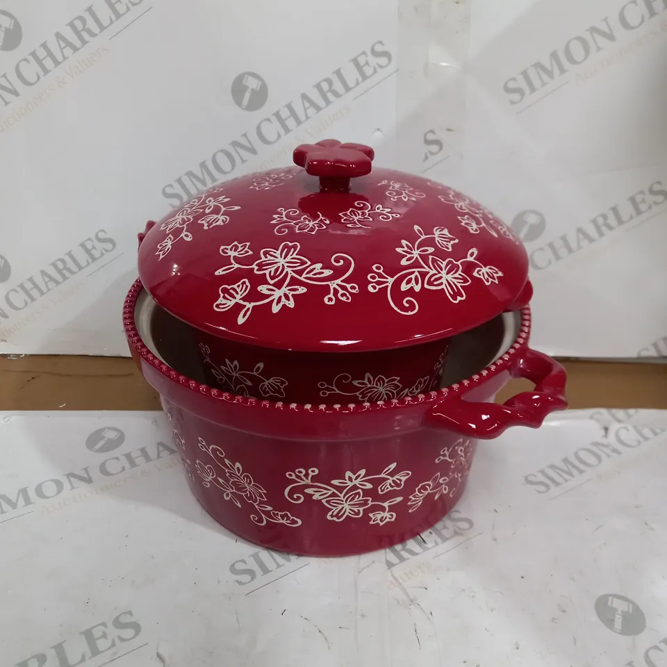 BOXED TEMP-TATIONS CERAMIC ROUND CASSEROLE BAKER SET 