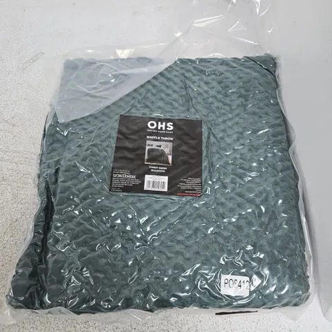 OHS WAFFLE THROW – FOREST GREEN, 150X200CM