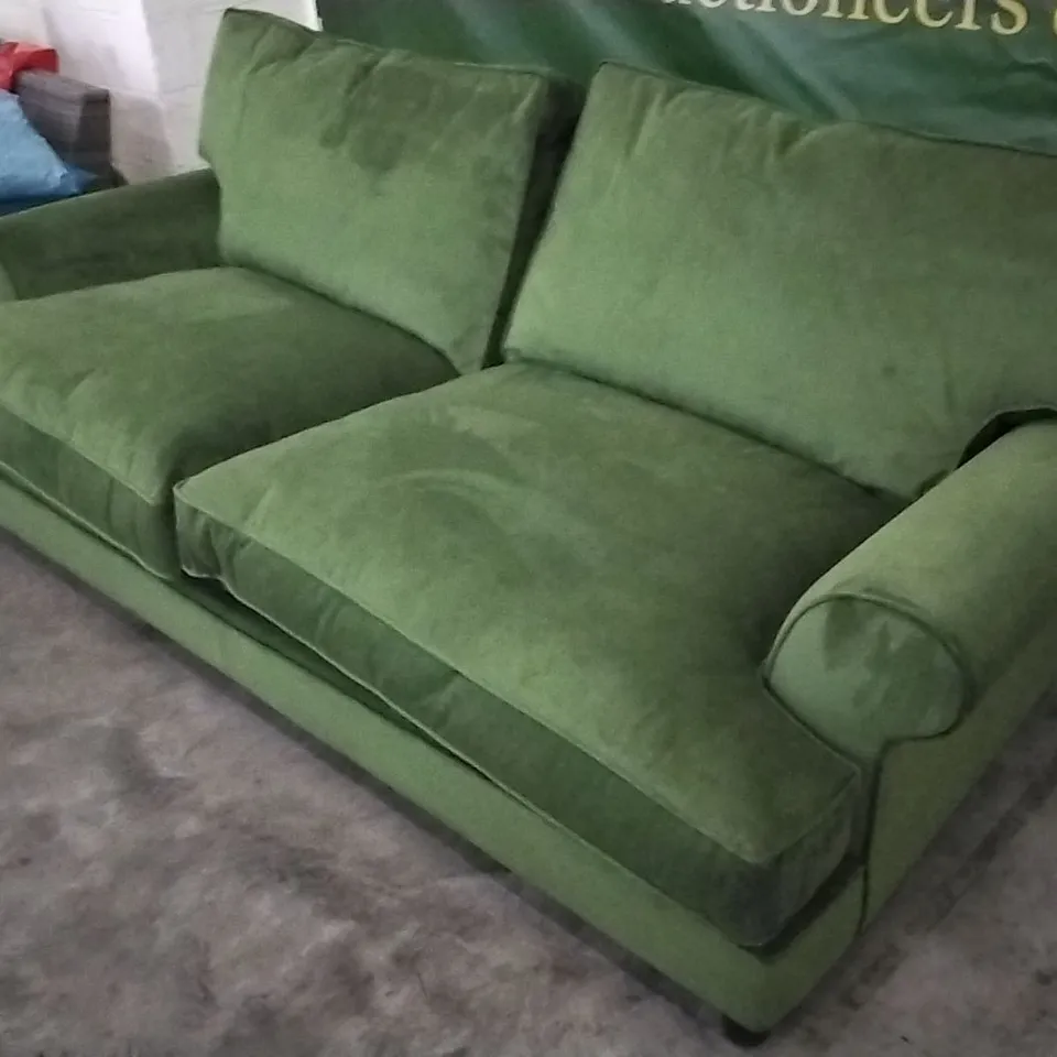QUALITY DESIGNER LOUNGE CO 4 SEATER SOFA IN MOSS GREEN VELVET