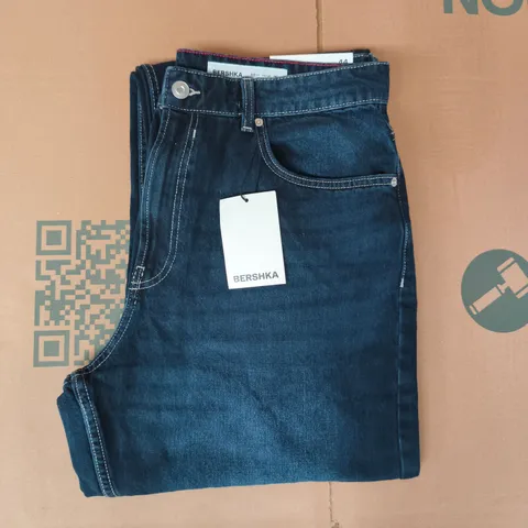 BERSHKA BAGGY TALL JEANS IN BLUE SIZE UK 34