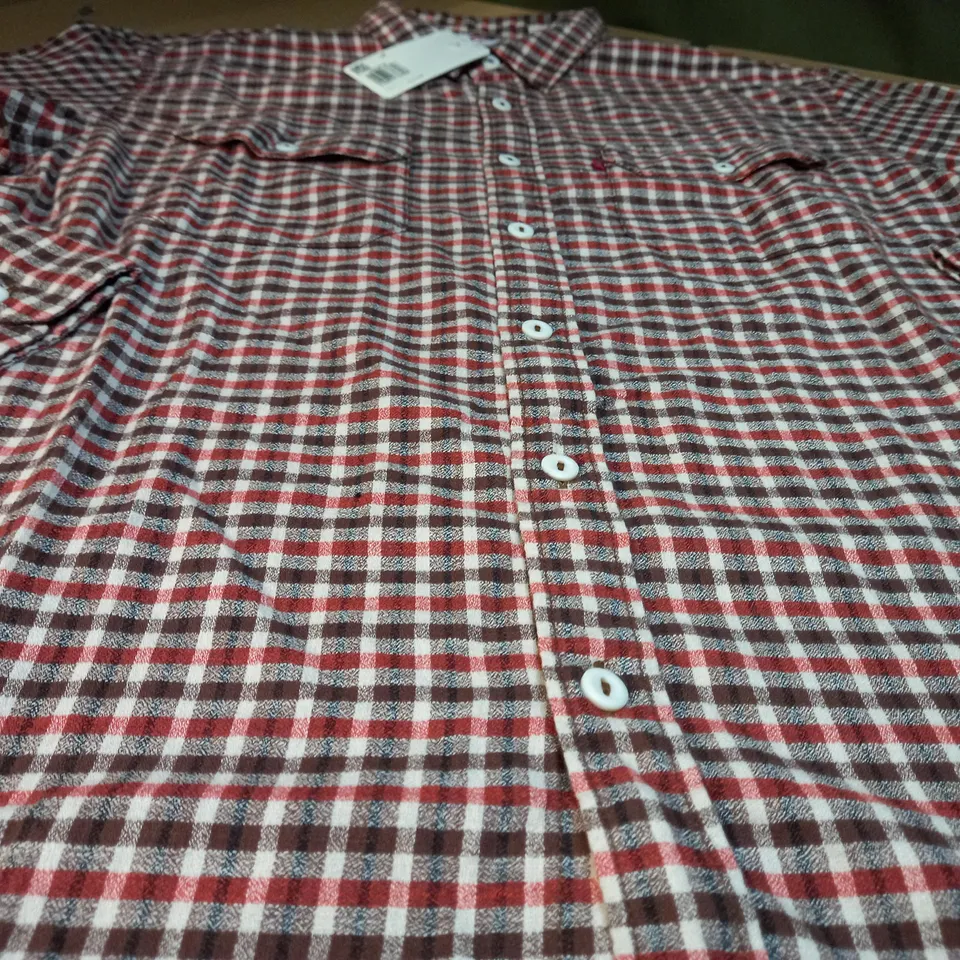 LEVIS BROWN/RED CHECKED MENS SHIRT - LARGE