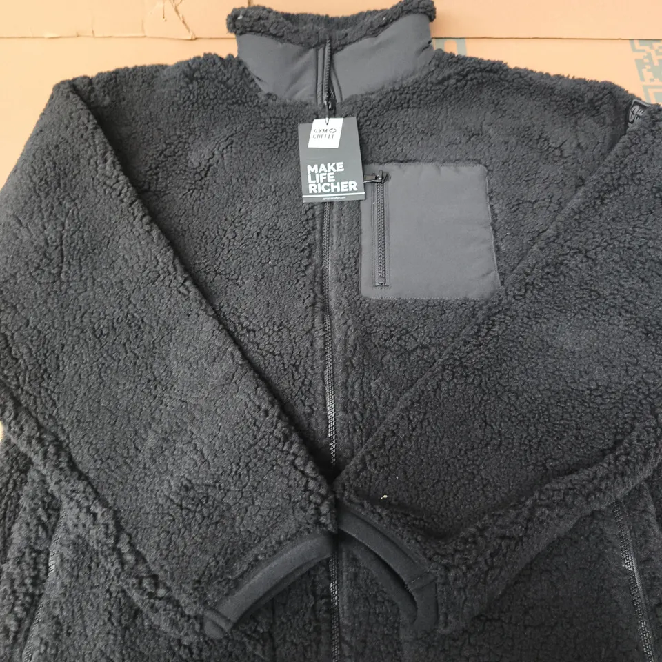 GYM+COFFEE INDUSTRY FLEECE JACKET – BLACK, SIZE S