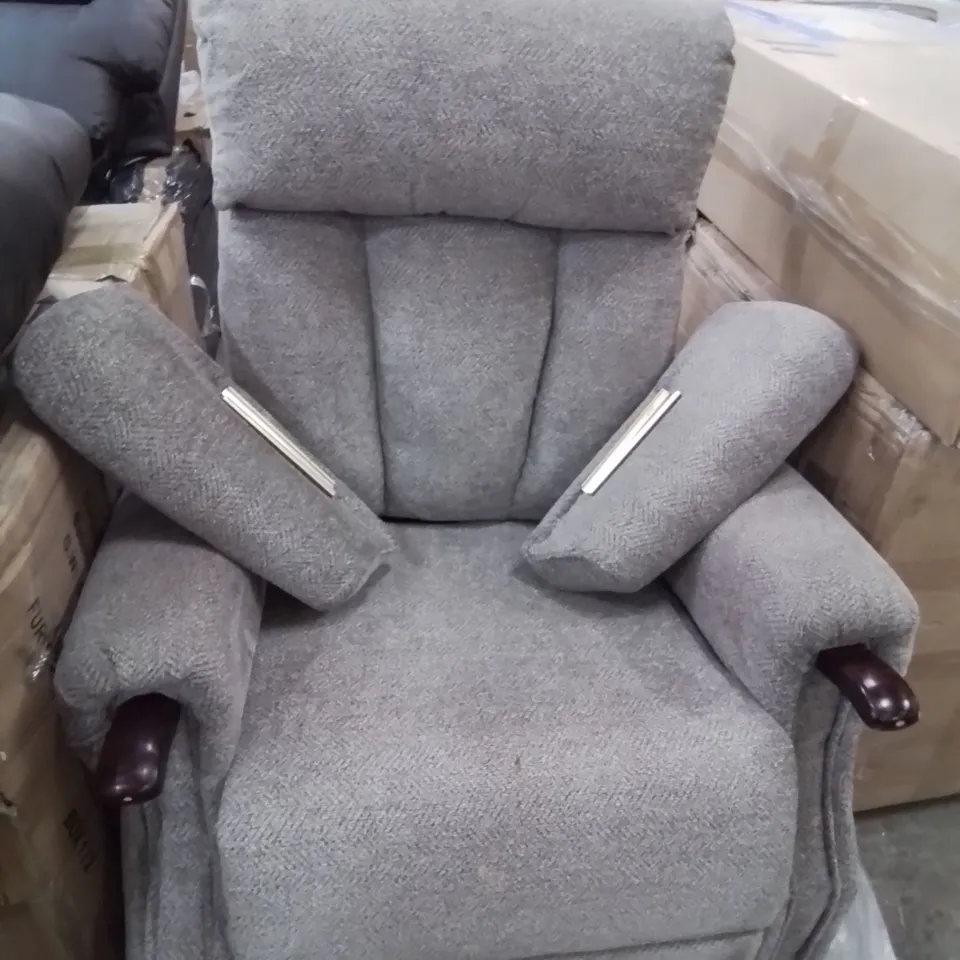 DESIGNER POWER RECLINING EASY CHAIR GREY FABRIC 