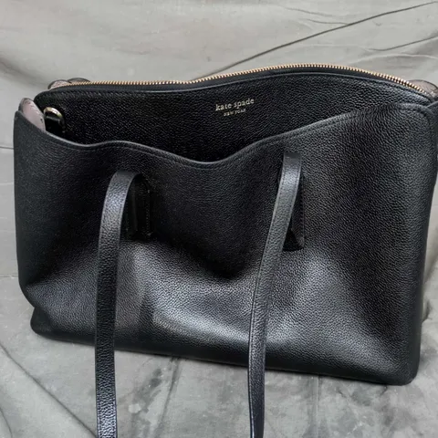 KATE SPADE NEW YORK BLACK PEBBLED LEATHER TOTE BAG
