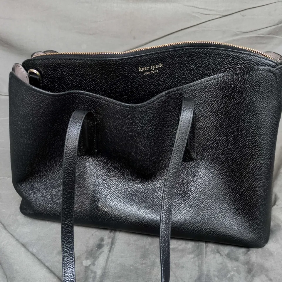 KATE SPADE NEW YORK BLACK PEBBLED LEATHER TOTE BAG