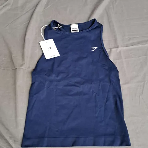 GYMSHARK EVERYDAY SEAMLESS TIGHT FIT TANK TOP IN BLUE SIZE M
