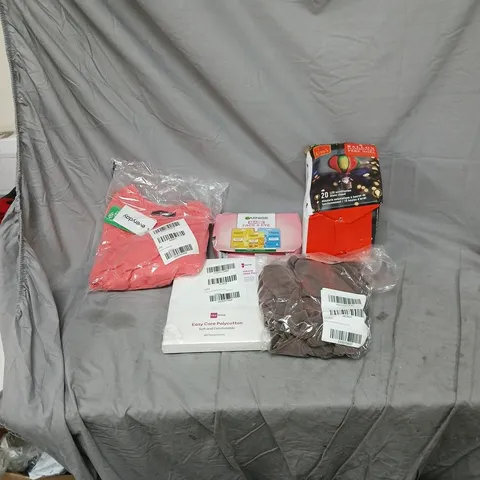 BOX OF APPROXIMATELY 20 ASSORTED HOUSEHOLD ITEMS INCLUDING GARNIER MASK FACE AND EYE, VERY ONE SIZE 180 THREAD COUNT SIZE, CHRISTMAS BALLOON DECORATION, BARDOT GOLD DETAIL TOP