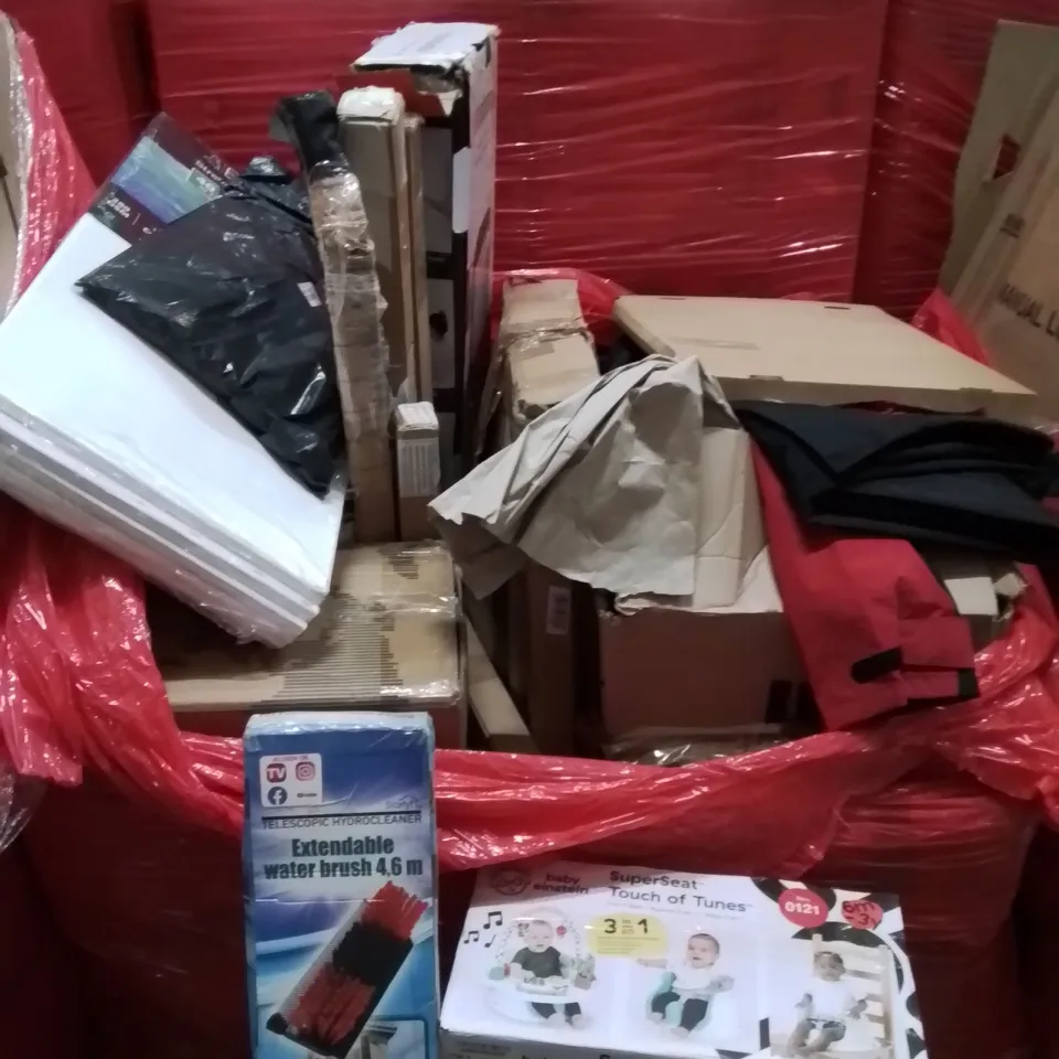 PALLET OF ASSORTED HOUSEHOLD GOODS AND PRODUCTS TO INCLUDE;KIDS SLIDE,EXTENDABLE WATER BRUSH,SUPERSEAT TOUCH OF TUNES