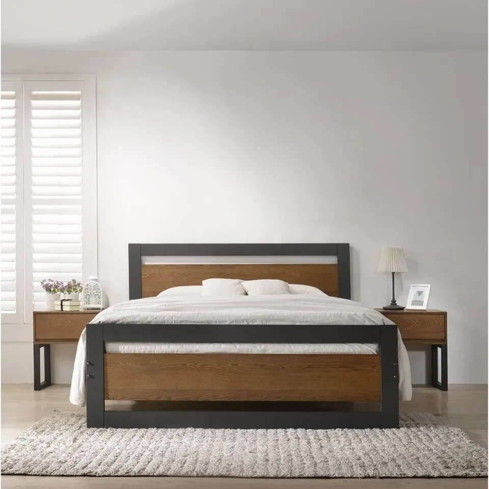 VINCENT BED FRAME WALNUT CHARCOAL 2 BOXES