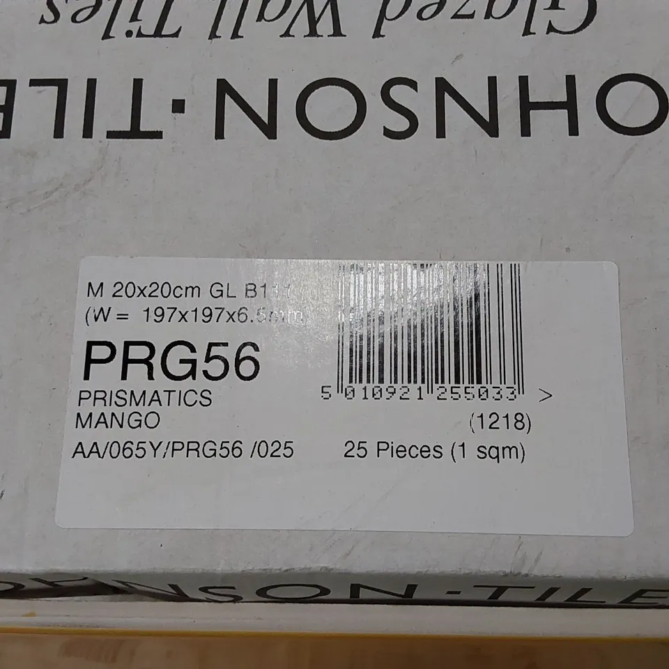 PALLET TO CONTAIN APPROX 96 X PACKS OF JOHNSON TILES PRISMATICS MANGO GLAZED WALL TILES - 25 TILES PER PACK // TILE SIZE: 197 X 197 X 6.5mm