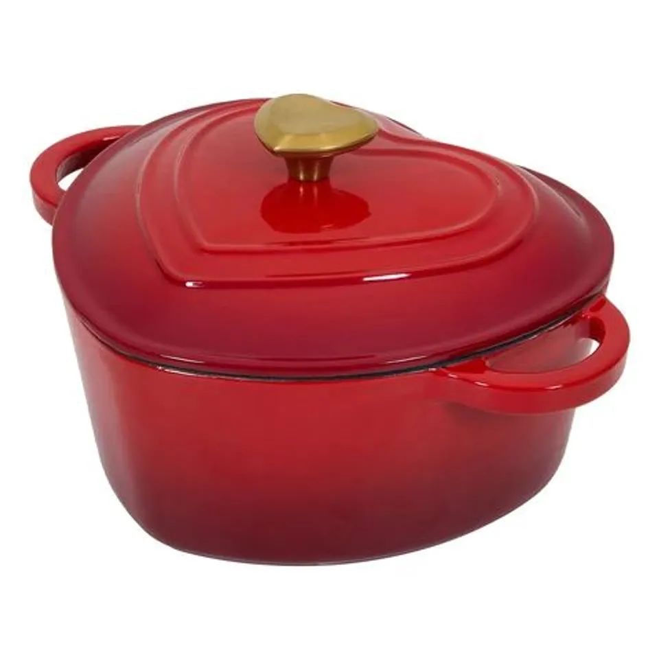 ENAMELLED CAST IRON HEART-SHAPED DUTCH OVEN POT